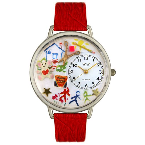 Picture of Whimsical Watches U0640003 Preschool Teacher Red Leather And Silvertone Watch
