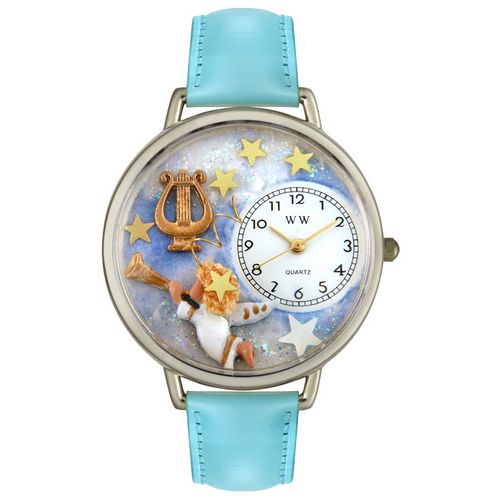 Picture of Whimsical Watches U0710004 Angel with Harp Baby Blue Leather And Silvertone Watch