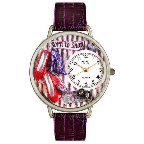 Picture of Whimsical Watches U1010005 Shoe Shopper Purple Leather And Silvertone Watch