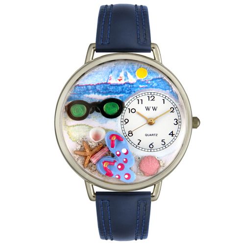 Picture of Whimsical Watches U1210015 Flip-flops Navy Blue Leather And Silvertone Watch