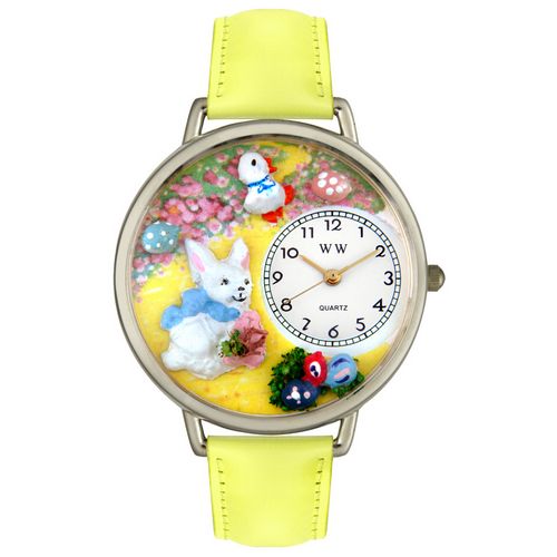 Picture of Whimsical Watches U1220015 Easter Bunny Yellow Leather And Silvertone Watch
