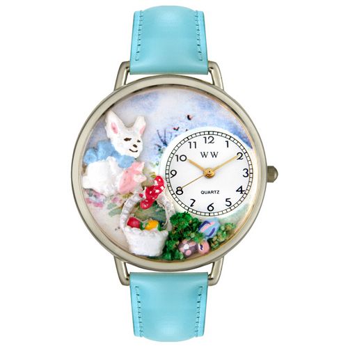 Picture of Whimsical Watches U1220016 Easter Eggs Baby Blue Leather And Silvertone Watch