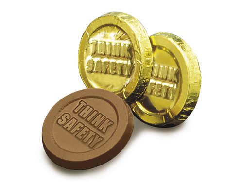 Picture of Chocolate Chocolate 325005 Think Safety Coins - Pack of 250
