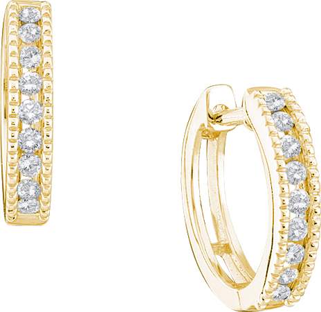 Picture of Gold and Diamond 46102 0.26Ctw Diamond Ladies Micro Pave Hoops - 10KYG