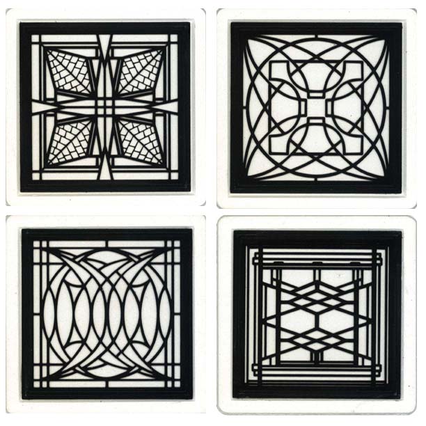 Hindostone Products Coasterstone Fwas100 Frank Lloyd Wright Metal Hindostone Products Coasterstone Fwas100 Frank Lloyd Wright Metal Insert Absorbent Coasters