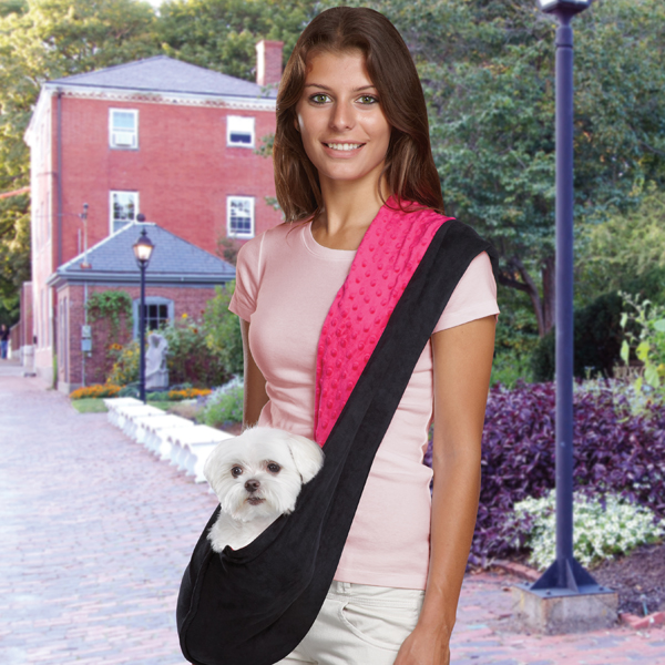 Picture of East Side Collection ZA056 18 ESC Reversible Sling Pet Carrier Black/Pink