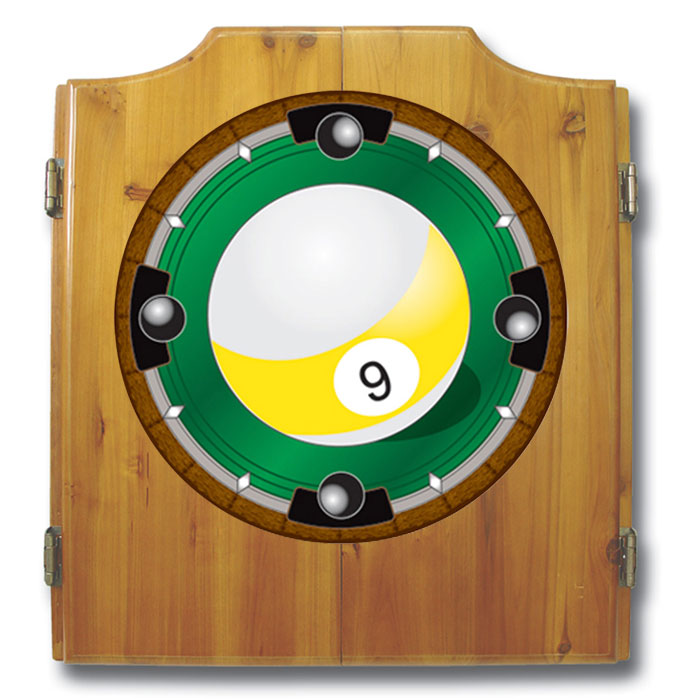 9-Ball Dart Cabinet includes Darts and Board