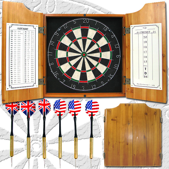 Picture of  TGT Solid Wood Dart Cabinet Set - Pro Style Board and Darts