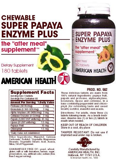 Picture of American Health Enzymes Chewable Super Papaya Enzyme Plus 180 tablets 23604