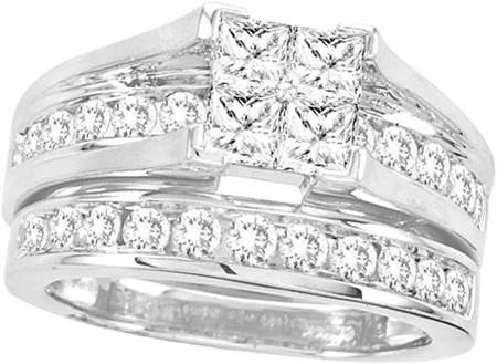 Picture of Gold and Diamond 38013 2.00Ctw Diamond Invisible Bridal Set - 14KWG