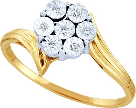 Picture of Gold and Diamond 45971 0.04Ctw Round Diamond Ladies Fashion Flower Ring - 10KWG