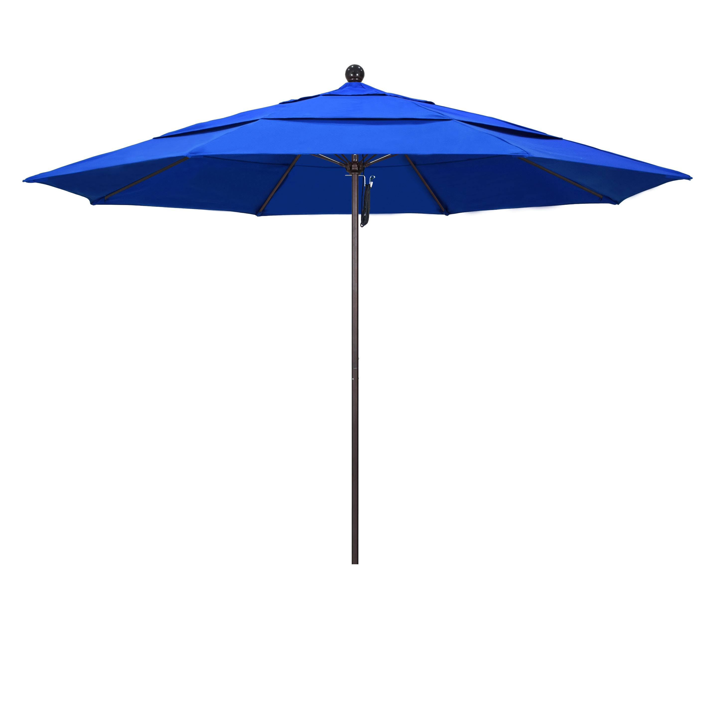 Picture of California Umbrella ALTO118117-5401-DWV 11 ft. Fiberglass Pulley Open Double Vents Market Umbrella - Bronze and Sunbrella-Pacific Blue