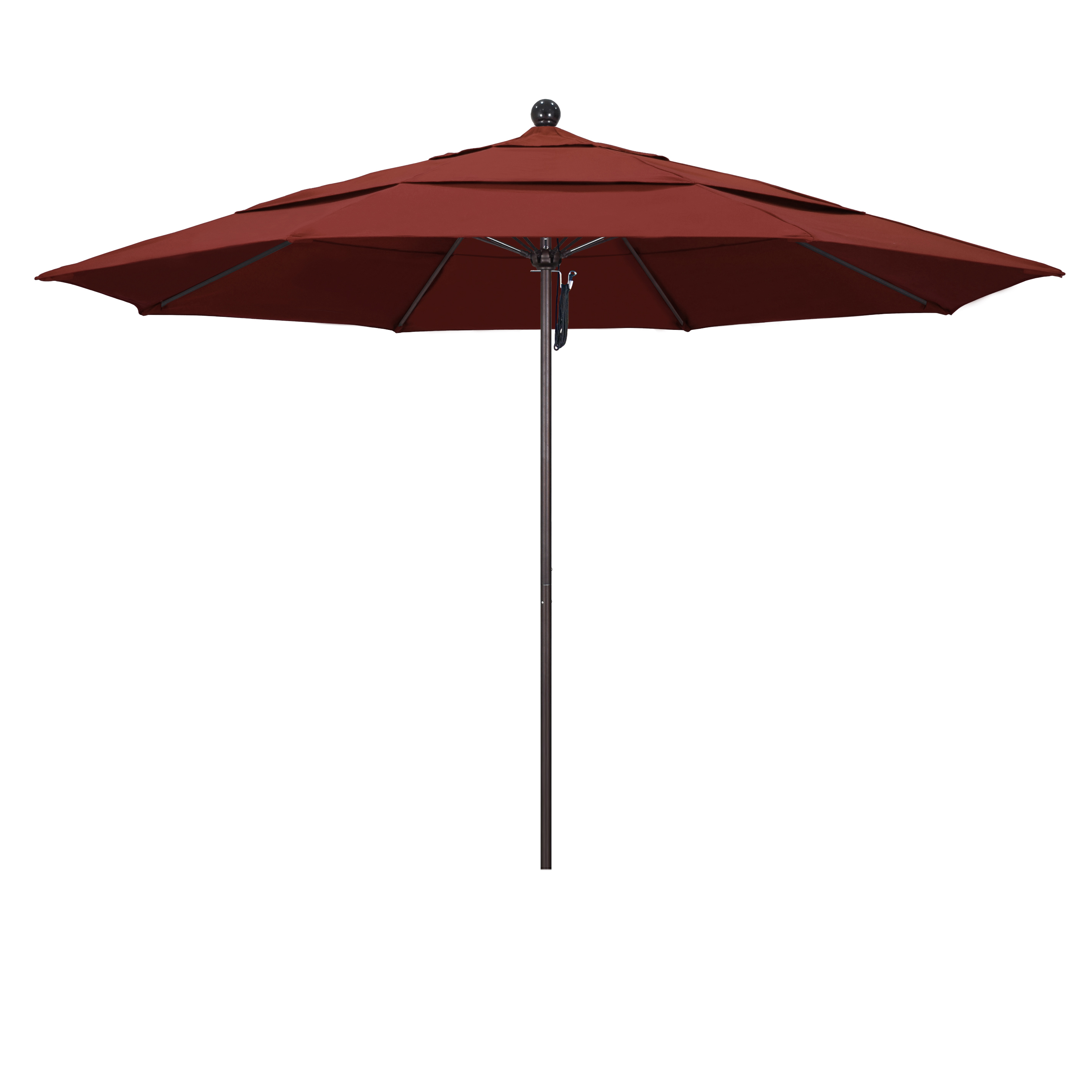 Picture of California Umbrella ALTO118117-5407-DWV 11 ft. Fiberglass Pulley Open Double Vents Market Umbrella - Bronze and Sunbrella-Henna