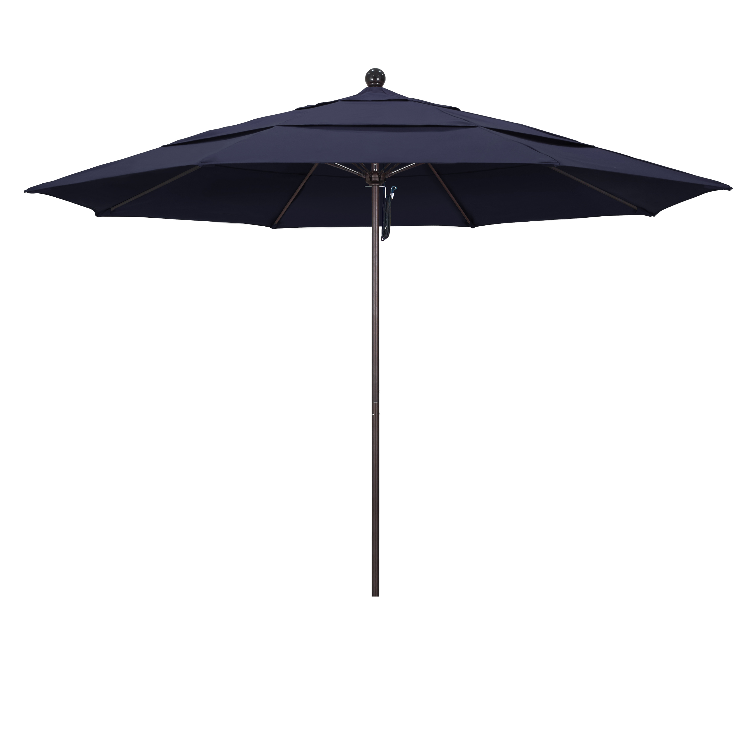 Picture of California Umbrella ALTO118117-5439-DWV 11 ft. Fiberglass Pulley Open Double Vents Market Umbrella - Bronze and Sunbrella-Navy