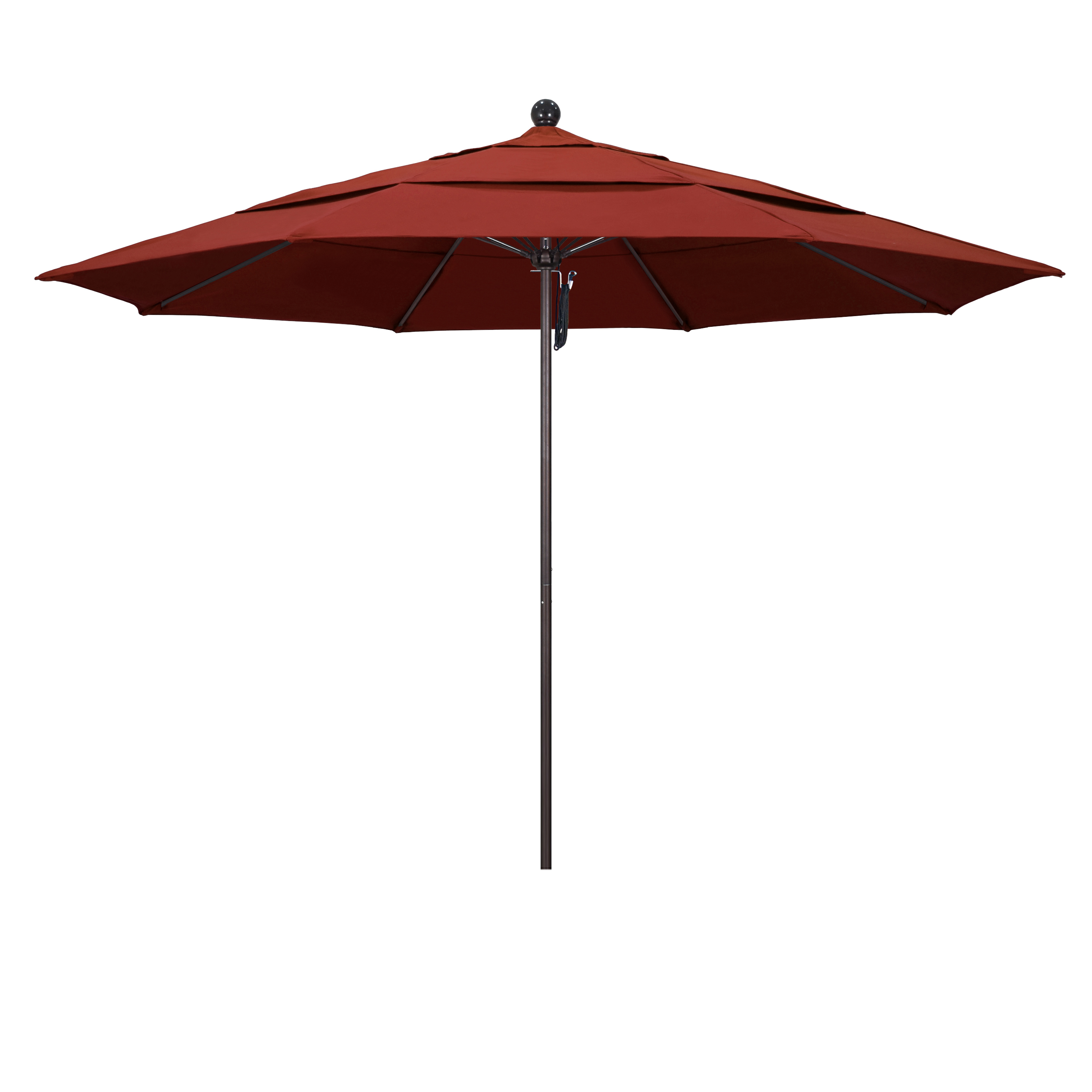 Picture of California Umbrella ALTO118117-5440-DWV 11 ft. Fiberglass Pulley Open Double Vents Market Umbrella - Bronze and Sunbrella-Terracotta