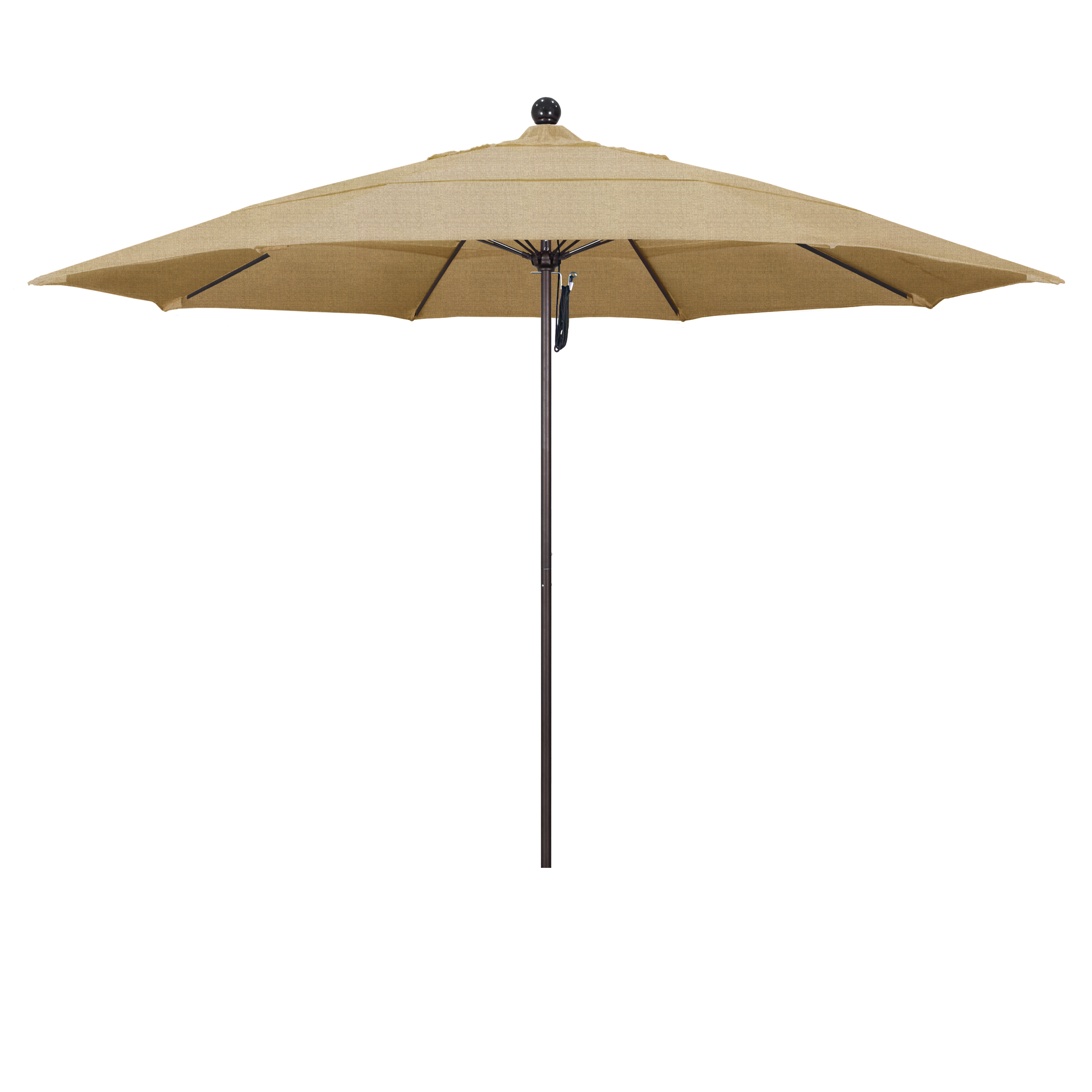 Picture of California Umbrella ALTO118117-8318-DWV 11 ft. Fiberglass Pulley Open Double Vents Market Umbrella - Bronze and Sunbrella-Sesame Linen