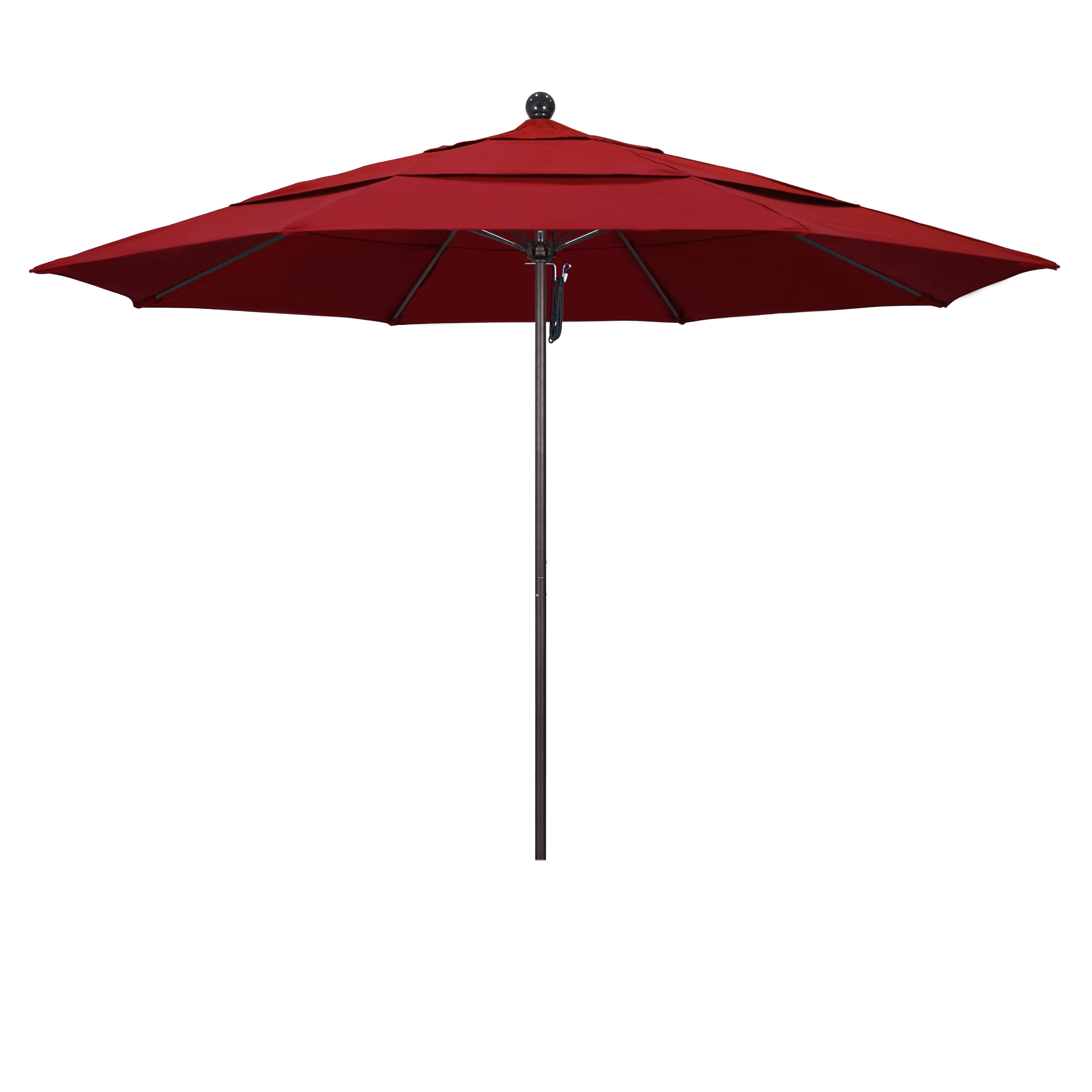 Picture of California Umbrella ALTO118117-SA03-DWV 11 ft. Fiberglass Pulley Open Double Vents Market Umbrella - Bronze and Pacifica-Red