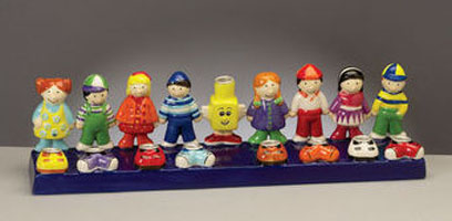 Picture of Rite Lite MFR-1 Hand Painted Ceramic Friends Menorah -pack of 3