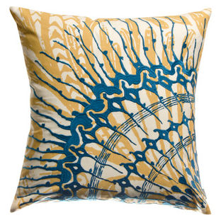 Picture of KOKO Company 91938 Water 18 in. x 18 in. Pillow - Blue-Mustard