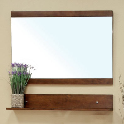 Picture of Bellaterra Home 203139-MIRROR Solid wood frame mirror cabinet-Medium Walnut