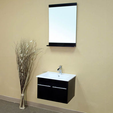 Single Wall Mount Style Sink Vanity - Black