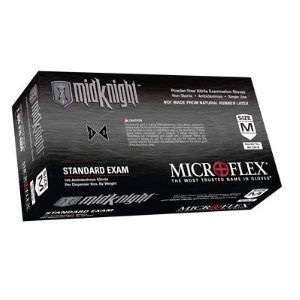 Picture of Micro Flex MFXMK-296-S MidKnight Black Powder-Free Nitrile Examination Gloves - Small