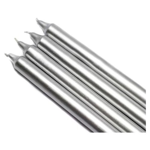 Picture of Zest Candle CEZ-104 10 in. Metallic Silver Straight Taper Candles -1 Dozen
