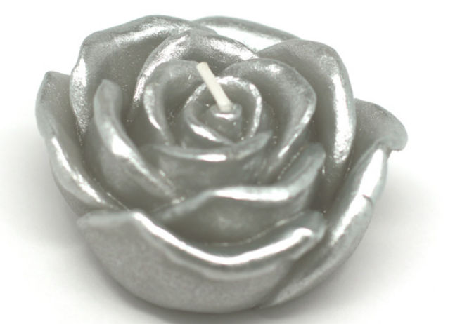 3 in. Metallic Silver Rose Floating Candles -12pc-Box