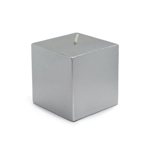 Picture of Zest Candle CPZ-136-12 3 x 3 in. Metallic Silver Square Pillar Candles -12pcs-Case- Bulk