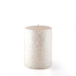 Picture of Zest Candle CPZ-166-12 3 x 4 in. Metallic White Glitter Pillar Candle -12pcs-Case- Bulk