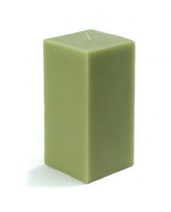 Picture of Zest Candle CPZ-144-12 3 x 6 in. Sage Green Square Pillar Candle -12pcs-Case - Bulk