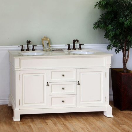 Double Sink Vanity - Cream White - 60 in