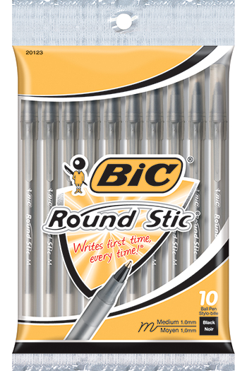 Bic Round Stic Ballpoint Pens Black 10Pk