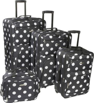 4Pc Black Dots Luggage Set