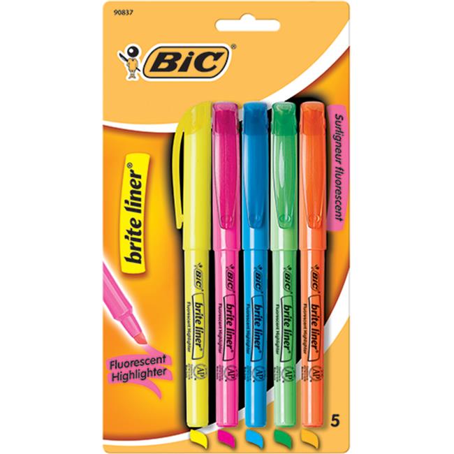 Bic Usa Inc BICBLP51ASST Bic Bright Liner Highlighters 5Pk Assorted