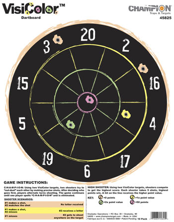 Picture of Champion CH-45825 Champion VisiColor High - Visibility Paper Targets  Dartboard  -  10pk