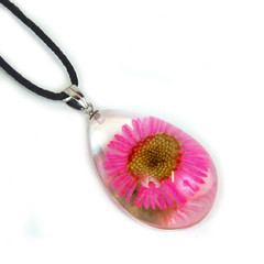 Picture of Ed Speldy East FPW23 Clear Tear Drop Necklace - Pink Daisy