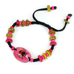 Picture of Ed Speldy East NBL104 Beaded Bracelet - Shield Bug with Pink Background