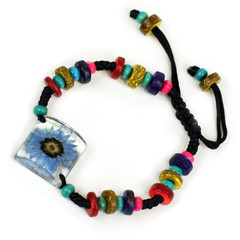 Picture of Ed Speldy East NBL106 Beaded Bracelet - Blue Flower with Clear Background&apos;