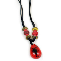Picture of Ed Speldy East NEK101 Beaded Necklace - Black Scorpion with Red Background