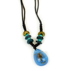 Picture of Ed Speldy East NEK102 Beaded Necklace - Gold Scorpion with Blue Background