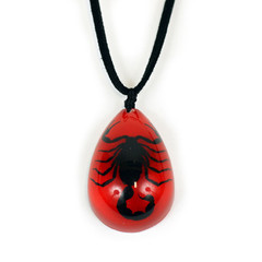 Picture of Ed Speldy East NEK211 Leather Necklace - Black Scopion with Red Background