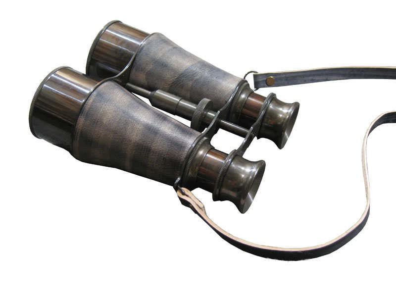 ND029 Binocular with leather overlay in wood box
