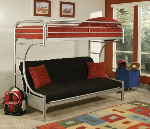 Acme Furniture Industry 02091W-SI Eclipse Metal Twin over Full Futon Bunk Bed in Silver -  Acme Furniture Industry Inc