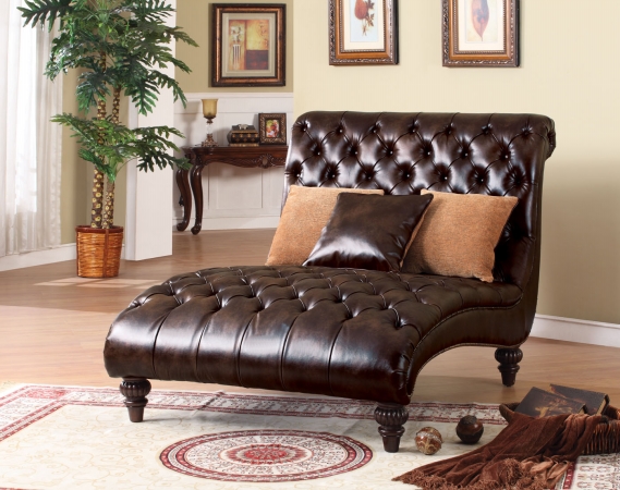 Picture of Acme Furniture Industry 15035 Anondale PU Chaise Lounger in Two Tone Espresso