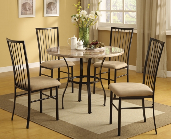 Acme Furniture Industry 70295W Darell Faux Marble Top 5 Pieces Dining Set
