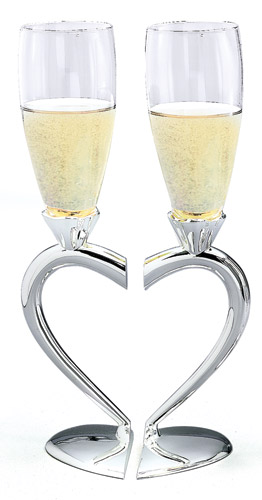 Picture of Creative Gifts International 021055 Split Heart Base Toasting Flutes
