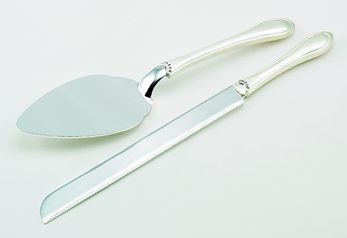 Picture of Creative Gifts International 025589 Two Tone Silver Cake Knife and Server set with Crystal Accents