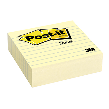 Picture of 3M Company MMM675YL Post It Ruled Note Pads 4X4 Canary Yellow