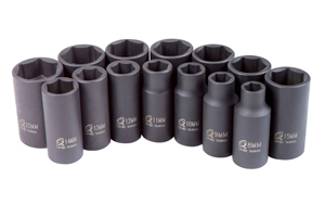 Sunex Tool  14 Piece .38 in. Drive Metric Semi-Deep Impact Socket Set